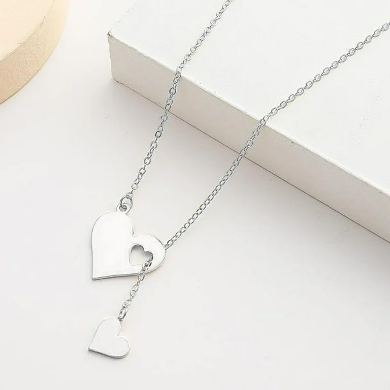 Collar creativo de corazon hueco plata